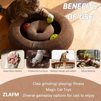 Magnetic Magic Organ Cat Scratcher Toy, Extra-Thick & Large Connectable Cardboard Scratching Board with Bell Ball, Interactive Enrichment Toy for Indoor Cats & Kittens (2 Pack) - size: 2 Pack