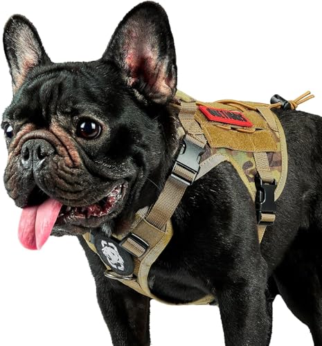 OneTigris Tactical Dog Harness Vest,No-Pull Service Dog Vest with Hook & Loop Panels,Adjustable Dog Vest Harness for Walking Hiking Training(CamoColor,XS) - color: Multi-colored, size: XS
