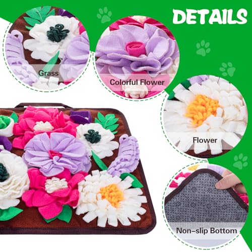 Snuffle Mat for Dogs,Dog Feeding Mat Sniff Mat Interactive Dog Puzzle Mat for Training and Stress Relief Encourages Natural Foraging Skills (Coffee) - color: coffee