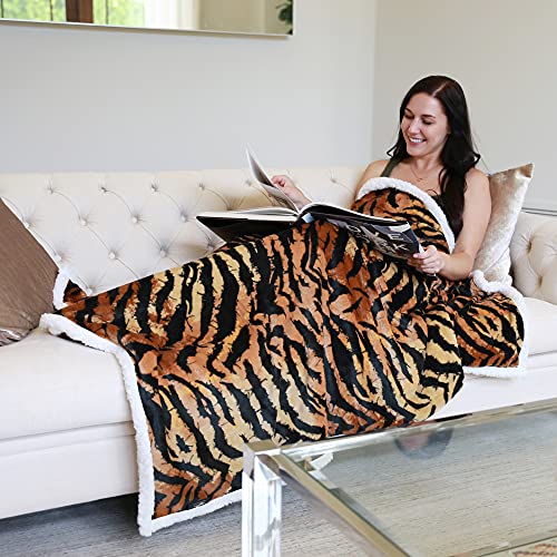 Catalonia Tiger Fluffy Sherpa Throw Blanket, Super Soft Mink Fleece Couch Blanket, TV Bed Fuzzy Blanket, Fluffy Comfy Warm Heavy Throws, Comfort Caring Gift,50x60 inches - color: Tiger, size: 50"x60"