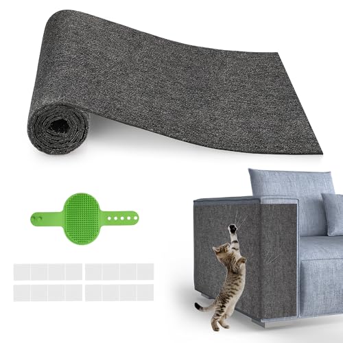 Cat Scratch Furniture Protector, 39.3''x15.8'' Trimmable DIY Self-Adhesive, Durable Corner Scratcher Couch Protectors from Cat Claws for Sofa, Tree Shelves & Scratching Posts (Dark Gray) - color: Dark Gray, size: 39.3x15.8Inch