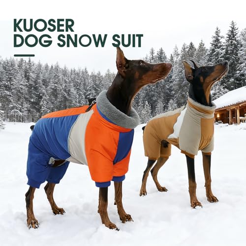 Kuoser Fullbody Dog Coat - Medium Dogs, Warm Winter Coat with Harness, Reflective, Blue L - color: Blue, size: L (PRIORITIZE BACK LENGTH: 16.9'')