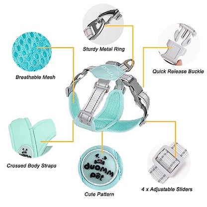 Dog Harness Pet X Frame No Pull Step-in Harnesses with Leash Set, Adjustable Reflective Choke Free Puppy with Padded Vest for Small, Medium Dogs and Cats Walking Training - color: Green, size: Medium