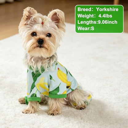 Dog Pajamas Pjs Spring Summer Dog Clothes for Small Dogs Girl - Boy - Medium Size Dogs, Soft Stretchy Puppy Clothes Doggie Onesies Cat Pet Jammies Outfit (Banana, Large) - color: Banana, size: Large (10-15)