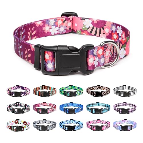 Mercano Adjustable Dog Collar - Special Design Patterns, Soft Nylon Comfortable Durable Pet Collar for Small Medium Large Dogs (XS, Colorful Flower) - color: Colorful Flower, size: Extra Small