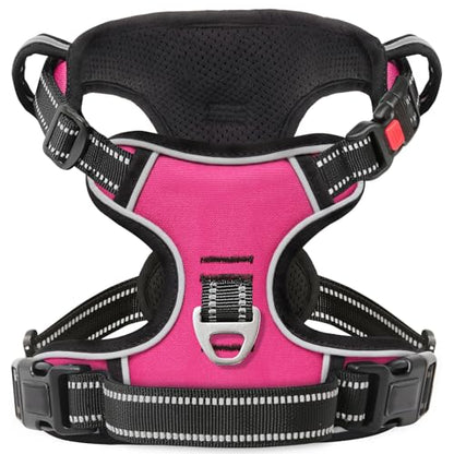 No Pull Dog Harness, No Choke Front Lead Dog Reflective Harness, Adjustable Soft Padded Pet Vest with Easy Control Handle for Small Medium Large Dogs, S - color: Lock-Rosy, size: Small (Pack of 1)