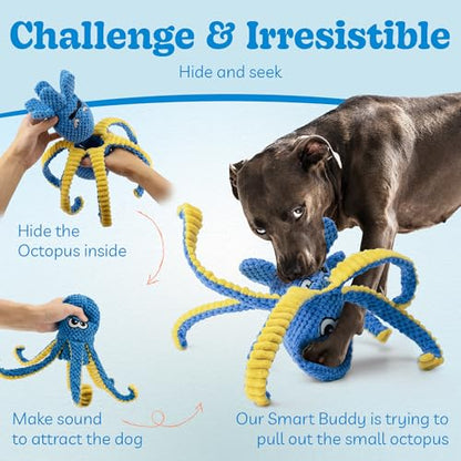 Interactive Dog Toys Octopus, 4 Pack Squeaky Hide And Seek Large Dog Toys to Keep Them Busy, Tough Plush Chew Toy, Tug of War Doggie Toy for Small,Medium and Large Breeds, Puppy Toys Puzzle - color: 4 Pack Octopus