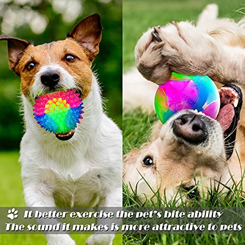 2 Pieces 2.5" Light up LED Dog Toy Ball Elastic Flashing Glowing Interactive Toy Pet Color Ball Bounce-Activated for Small Medium Dogs and Puppies(Classic Style)