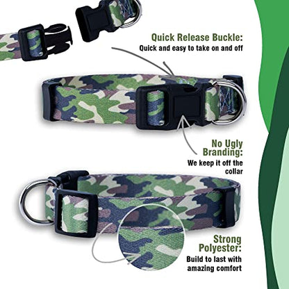 Camo Dog Collar (Small, Green) - color: Green, size: Small (Pack of 1)