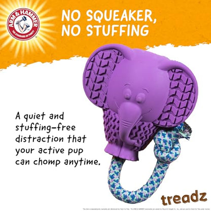 Arm and Hammer for Pets Super Treadz Large Elephant Dental Chew Toy for Dogs - Reduces Plaque and Tartar Without Brushing, Baking Soda Infused, Dishwasher Safe, Dogs Up to 35 Lbs - size: Large (Pack of 1), style: Elephant