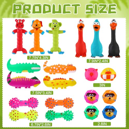 Shappy 20 Pcs Squeaky Dog Toys, Latex Rubber Dog Toys Bulk Soft Squeak Chew Balls Assorted Animals Puppy Fetch Interactive Play for Medium Large Pets(Lovely) - style: Lovely