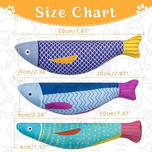 Soft Catnip Toys Fish, 3 Pack Bell Sound Cat Toys, Interesting Indoor Cat Kicker Toys, Durable and Highly Interactive Catnip Toys (Kingfish) - color: Kingfish