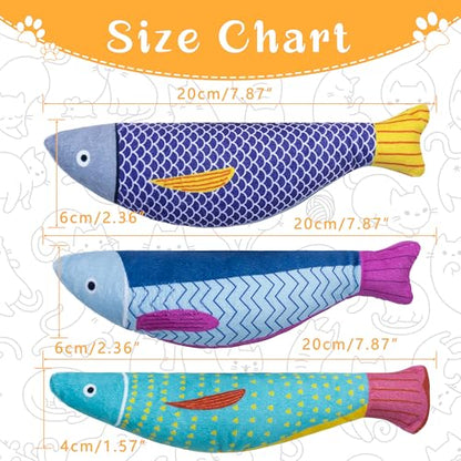 Soft Catnip Toys Fish, 3 Pack Bell Sound Cat Toys, Interesting Indoor Cat Kicker Toys, Durable and Highly Interactive Catnip Toys (Kingfish) - color: Kingfish