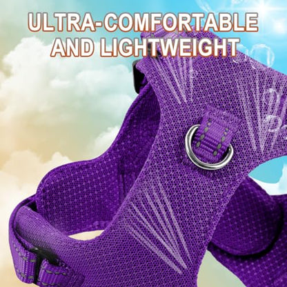 Dog Harness Step in Dog Vest Harness, Reflective Adjustable Puppy No Pull Harness Breathable Soft for Small and Medium Dogs Cats, Purple, XS - color: Purple, size: X-Small