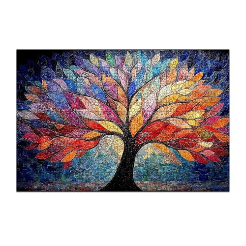 300 Pieces Jigsaw Puzzles for Adults Rainbow Tree of Life Art Puzzle, Stress Relief Concentration Training Brain Teaser Puzzle 15.7x11 Inch - color: Wooden Puzzle1, size: 300 Piece pcs