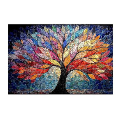 500 Pieces Jigsaw Puzzles for Adults Rainbow Tree of Life Art Puzzle, Stress Relief Concentration Training Brain Teaser Puzzle 20.4x15 Inch - color: Wooden Puzzle1, size: 500 Piece pcs