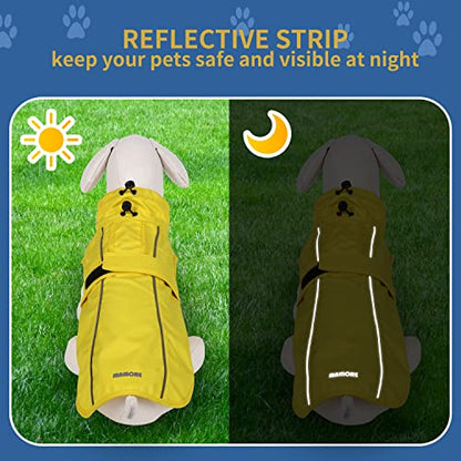 Waterproof Dog Raincoat with Reflective Strip, Adjustable Breathable Rain Coat Jacket with Leash Hole for Dogs (Blue, Medium) - color: Blue, size: Medium