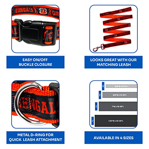 NFL Bengals Dog & Cat Collar - Shiny & Colorful Football Team Collar Licensed by The NFL - color: Cincinnati Bengals, size: Small