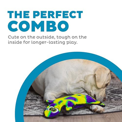 Outward Hound Durablez Gecko – Squeaky Plush Dog Toy, No Stuffing for Less Mess, Interactive & Tough, 4 Jumbo Squeakers, Puppies & Dogs, Large, 17.5" - color: Green Gecko, size: Large (Pack of 1)
