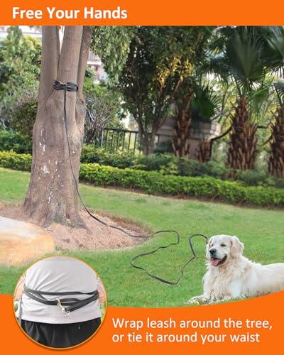 Waterproof Long Leash for Dogs Training 16FT/30FT/50FT, Long Dog Leash Heavy Duty,Dog Lead for Large Medium Small Dogs Outside Walking, Playing, Camping, or Yard(Black 30FT)