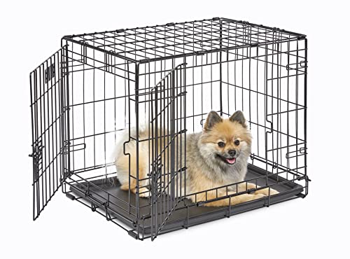 MidWest Homes for Pets 24-Inch iCrate for Small Breeds, 12-20 lbs, Single Door Folding Dog Crate with Divider Panel, Leak-Proof Tray & Secure Latch, Portable, Durable & Easy to Assemble - size: 24.8"L x 17.9"W x 19.5"H