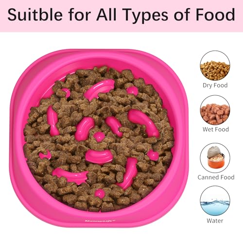 MateeyLife Small Slow Feeder Cat Bowls, Anti-Choking Puzzle Cat Food Bowls, Non Slip Interactive Dog Feeding Slow Down Eating, Bloat Stop Maze Dishes Dog Feeder for Small Breeds 1 Cup Purple - color: J-Purple, size: Small