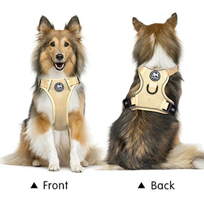 PoyPet Reflective Soft Breathable Mesh Dog Harness Choke-Free Double Padded Vest with Adjustable Neck and Chest(Khaki,XS) - color: Khaki, size: XS