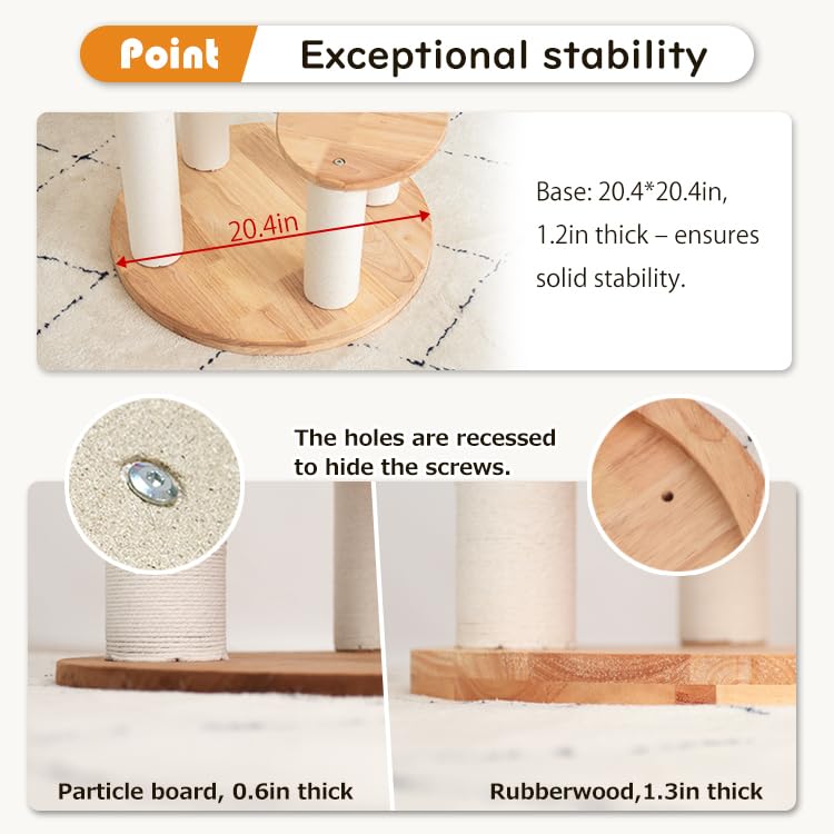Modern Cat Tree for Large Cat, 57-Inch Tall Cat Tower with Scratching Post for Indoor Cats, Multi-Level Cat Condo with Hand-Woven Cat Bed and Acrylic Bowl Easy to Clean (Y909) - color: Brown Y909
