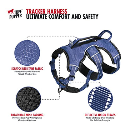 Tuff Pupper Escape Proof No Escape Dog Harness | 5 Point Adjustable Fit Harness for Dogs | Padded Dog Harnesses | Handle Dog Lift Harnesses - color: Midnight Blue, size: Medium