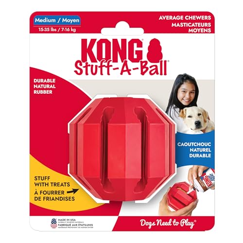 KONG Stuff-A-Ball - Durable Chew Toy for Dogs - Natural Rubber Dog Toy for Dental Health - Pet Toy for Chewing & Teeth Cleaning - Stuffable Toy for Dog Treats & Snacks - for Medium Dogs - size: Medium