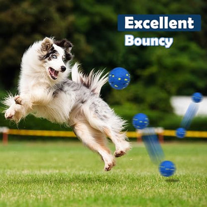 2 Pack Dog Indestructible Tennis Balls for Dogs Durable Bouncy Balls for Aggressive Chewers Interactive Dog Toys for Water Toy Fetch(White,Blue) - color: White,Blue