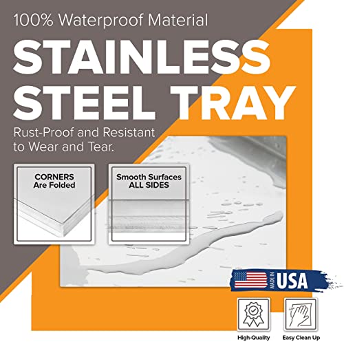Pinnacle Systems 39.96" x 29.45" Metal Replacement Dog Crate Pan Chew Proof Crack Proof Pet Kennel Tray Central Dog Training Crate Pan Pet Supplies, Stainless Steel, 1" H