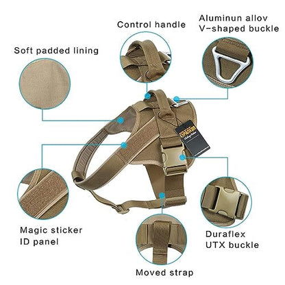 EXCELLENT ELITE SPANKER Tactical Dog Harness Patrol Harness Service Dog Vest Military Dog Vest Working Dog Vest with Handle(Coyote Brown-S) - color: Coyote Brown, size: S-(23.5 - 29.5")