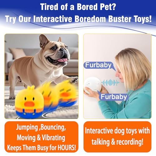 Interactive Dog Toys, Rechargeable Vibrating, Jumping,Talking & self-Moving Dog Toys, Puppy Toys to Keep Them Busy, Anxiety Relief & Boredom Buster for Small & Medium Dogs