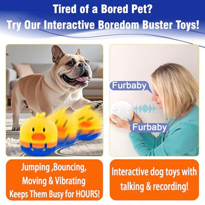 Interactive Dog Toys, Rechargeable Vibrating, Jumping,Talking & self-Moving Dog Toys, Puppy Toys to Keep Them Busy, Anxiety Relief & Boredom Buster for Small & Medium Dogs