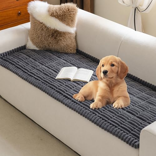 MYSKY HOME Couch Covers for 3 Cushion Sofa Pet Friendly, Couch Cover for Dogs, Sofa Covers for Pets Washable, Soft Non-Slip Sofa Slipcovers Furniture Protector Covers, Dark Grey, 27.6" x 70.9" - color: Dark Grey, size: 27.6" x 70.9"