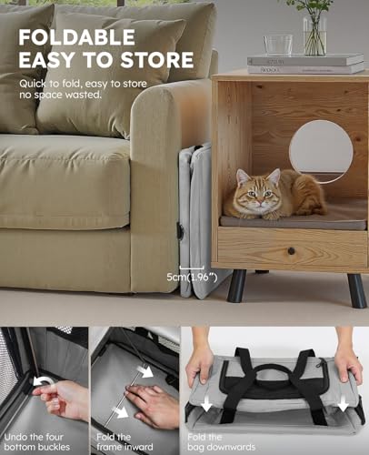 Pecute Cat Carrier Stable, Pet Carrier with Hidden Anxiety Relief Partition & Stable Steel Frame, Safe Cat Carrier for Car Travel, Soft-Sided Dog/Cat Carrier Bag for Pets Up to 11lbs, Gray - color: Gray Regular