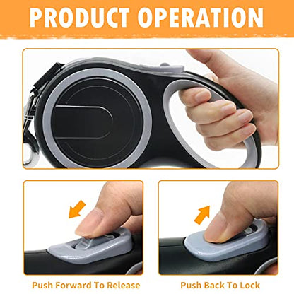 26Ft Retractable Dog Leash, Heavy Duty Great Leash for Dog up to 110 lbs, Anti-Slip Rubberized Handle, One-Handed Brake, Strong Nylon Tape, Tangle Free(Large Size).