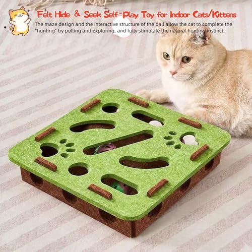 1 Pack Interactive Cat Puzzle Maze Toy – Felt Hide & Seek Self-Play Toy for Indoor Cats/Kittens, Encourages Natural Hunting Instincts, Fun Exercise to Cure Boredom & Mental Stimulation