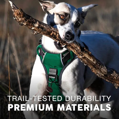 Embark Adventure Small Dog Harness – No-Pull, Reflective Trim, Military-Grade Nylon, Front Clip with Gel-Lined Handle - color: Green, size: S
