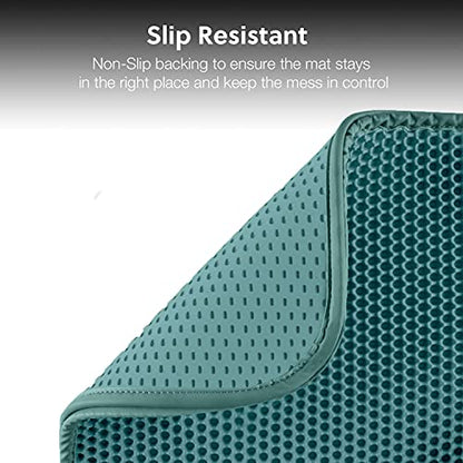 WePet Cat Litter Mat, Kitty Litter Trapping Mat, Honeycomb Double Layer Mats, No Phthalate, Urine Waterproof, Easy Clean, Scatter Control, Catcher Litter Tray Box Rug Carpet - color: #11 Dark Turquoise