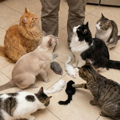 12 Pcs Large Rabbit Fur Mouse Cat Toy, Interactive Mice Kitten Toys, Realistic Fake Furry Mouse for Kittens and Cats Indoor Playing