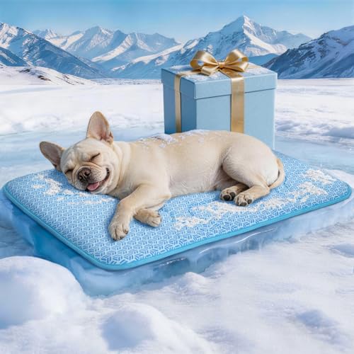 Cooling Mat for Dogs, Large Dog Bed & Dog Cooling Pad, Waterproof Pet Cooling Mat with Breathable Foam, Instant Relief for Dogs & Cats, Blue 24"x18" - color: Glacier Blue, size: S:24"x18"