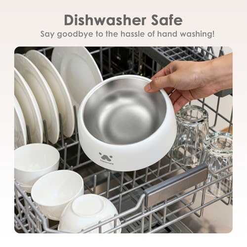 PAWGETHER® Stainless Steel Dog Bowls, Dog Food Water Bowl with Non-Slip Base Two-Piece Design Easy Clean Dishwasher Safe White 34oz + 12oz - color: White (34oz + 12oz)
