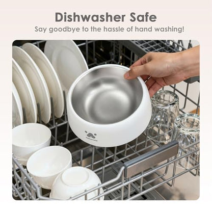 PAWGETHER® Stainless Steel Dog Bowls, Dog Food Water Bowl with Non-Slip Base Two-Piece Design Easy Clean Dishwasher Safe White 34oz + 12oz - color: White (34oz + 12oz)