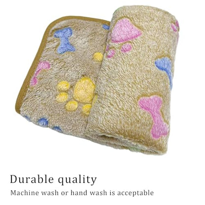 1 Pack 3 Blankets Super Soft Fluffy Premium Fleece Pet Blanket Flannel Paw Printed Throw for Dog Puppy Cat (Medium 30x20'', Purple, Pink, Brown) - color: Purple, Pink, Brown, size: 30x20 inch(Pack of 3)