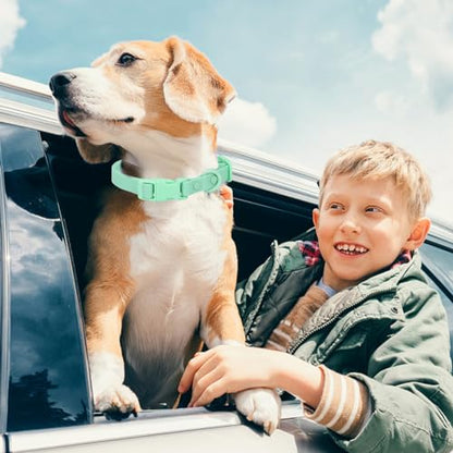 Waterproof Dog Collar Soft Rubber Dog Collar with Safety Buckle Adjustable Pet Collars for Small Medium Large Dogs - color: Green, size: S