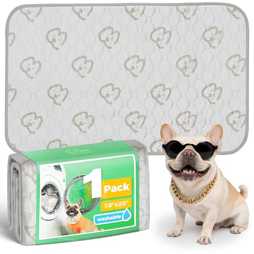 FXW Washable Pee Pads for Dogs, Leak-Proof & Non-Slip, Specifically Designed for 30inch Cages, 18" x 29" Rectangle, Khaki, 1 Pack - color: Khaki, size: 18" x 29" (1 Pack)