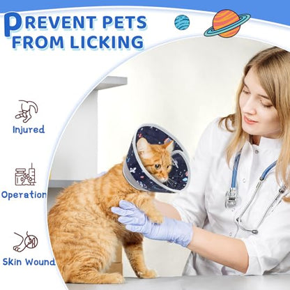 Cat Cone Collar Soft to Stop Licking, Adjustable, Foldable Lightweight Kitten Cones After Surgery Recovery for Cats & Kittens, Cat Cone Alternative, Easy Eating (Grey, M) - color: Grey, size: M