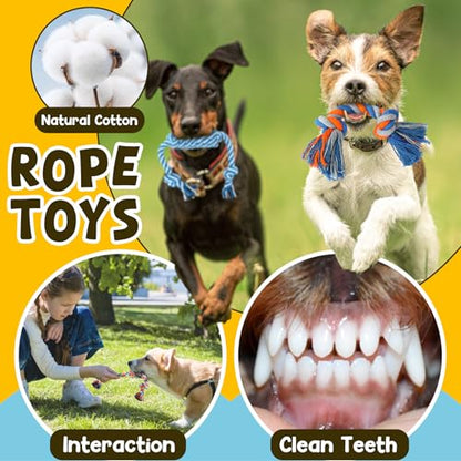 Zeaxuie 9 Pack Luxury Puppy Toys for Teething Small Dogs, Puppy Chew Toys with Cute Squeaky Dog Toys, Ball and More Rope Dog Chew Toys - color: 9 Pack (No-stuffed Fox)